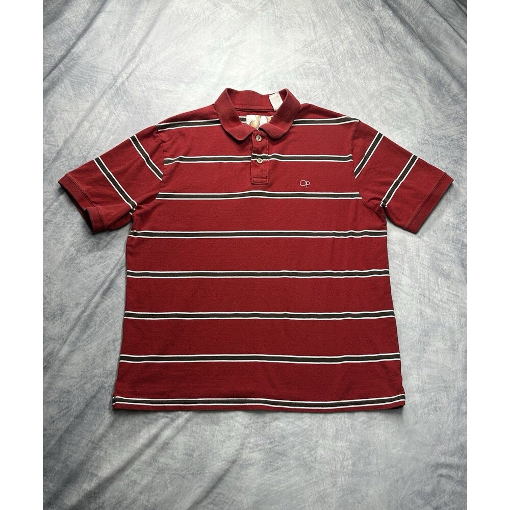 Ocean Pacific Shirt Mens Red Large Striped Knit Polo 90s Y2K Op